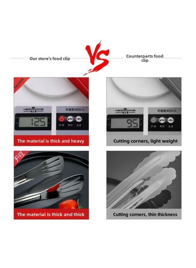 Ll304 Stainless Steel Kitchen Food Clip Steak Clip Barbecue Clip Steamed Bread Clip Fried Fish Fried Thick-Color:[thickened] Anti-scalding Plum Blossoms 14inch Pieces (special Offer)✓ - Image 5