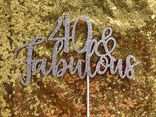 LeeSky 40 and Fabulous Cake Topper Rose Gold Glitter 40th Birthday Cake Topper Forty and Fabulous Birthday Cake Topper for Women - Image 4