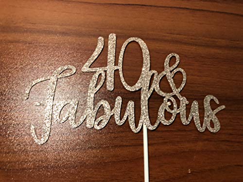 LeeSky 40 and Fabulous Cake Topper Rose Gold Glitter 40th Birthday Cake Topper Forty and Fabulous Birthday Cake Topper for Women - Image 3