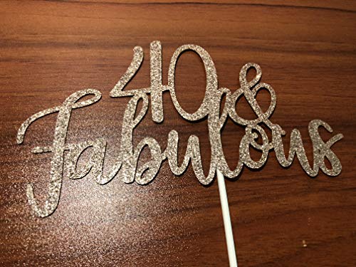 LeeSky 40 and Fabulous Cake Topper Rose Gold Glitter 40th Birthday Cake Topper Forty and Fabulous Birthday Cake Topper for Women - Image 5