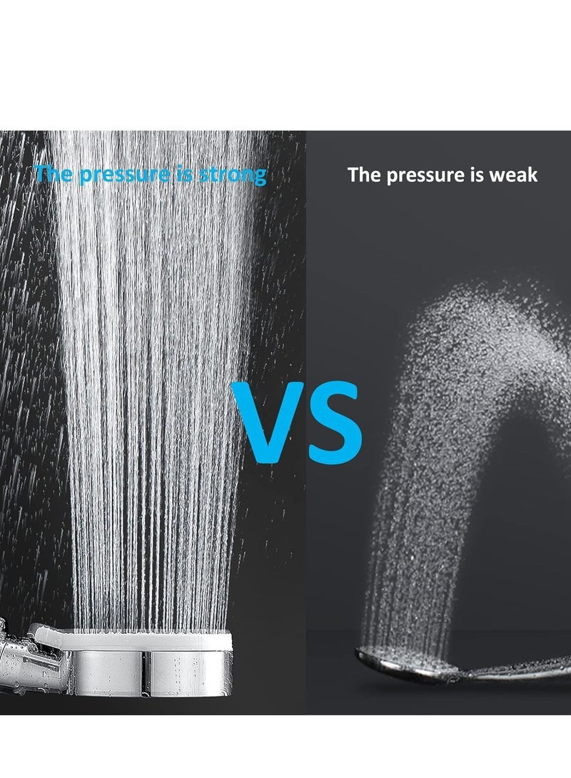 High Pressure Shower Head With 150CM Hose, Water Saving Hand Shower, 5 Jet Types, Handheld, for Bathing and Spa Modern Square Handheld Shower Head Silver - Image 5