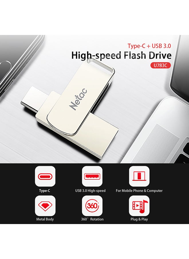 Netac 64GB Type-C + USB Double Interface Flash Drive U783C Silver  - Image 4