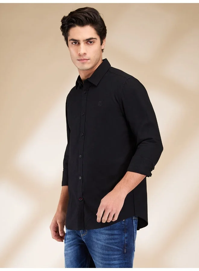 Being Human Mens Black Collared Long Sleeve Shirt