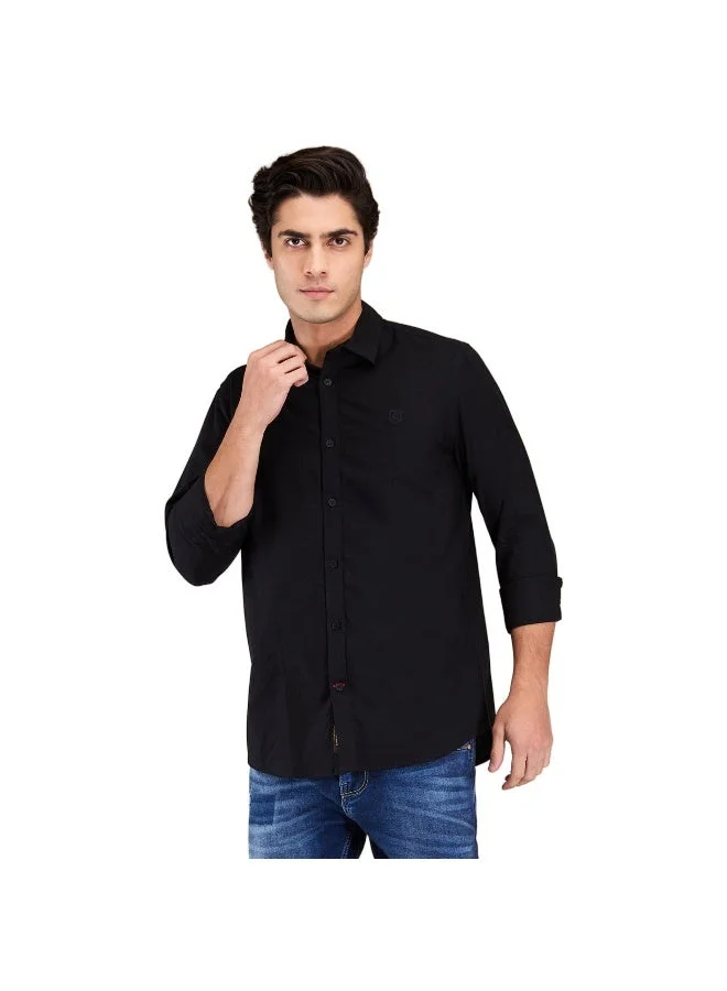Being Human Mens Black Collared Long Sleeve Shirt