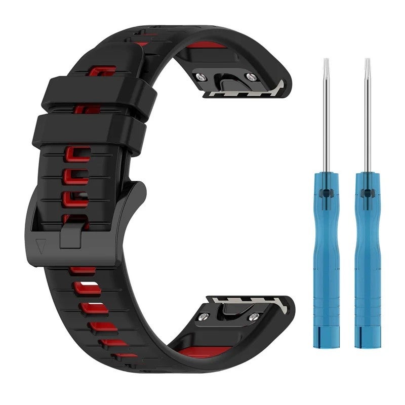 Bluejw QuickFit Two-Tone Silicone Watch Strap Replacement for Garmin Fenix 7X/7 Pro/6/6X, Epix Pro Gen 2, Tactix – Breathable Rubber Band Compatible with 51mm & 47mm Models - Image 1