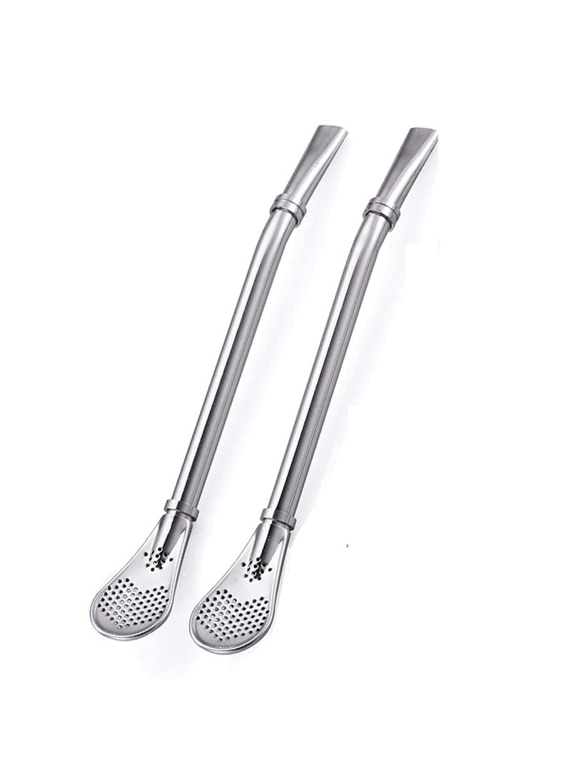 DIOXIT DIOXIT Stainless Steel Metal Drinking Straws Filter Stirring Spoon for Yerba Mate Tea Bombilla Gourd Drink 2  - Image 1