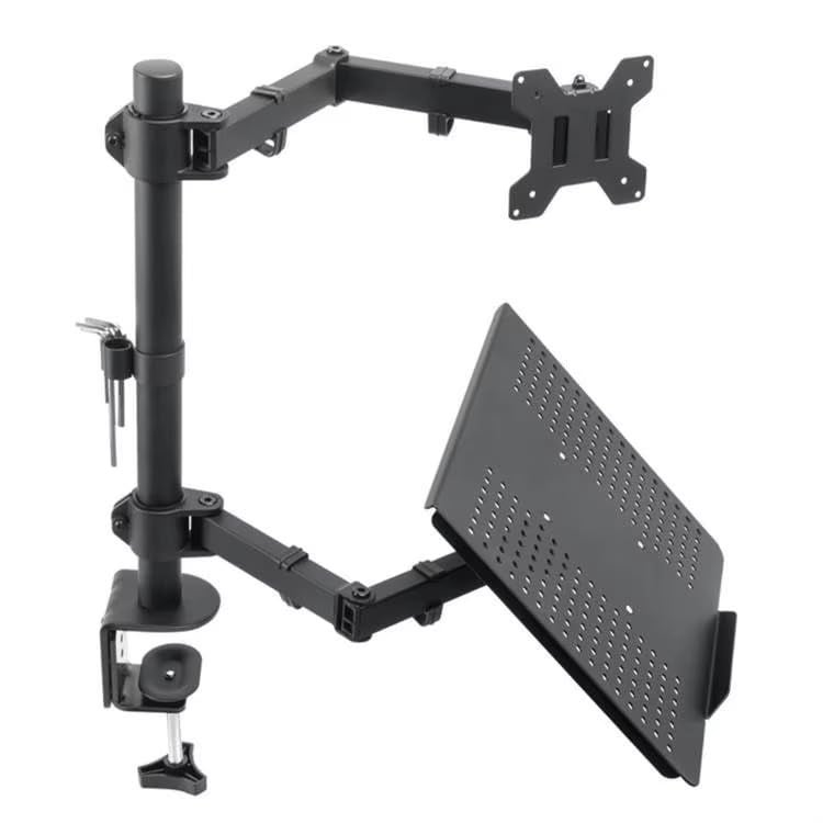 Gadget Wagon Laptop Desk Arm with Clamp and Grommet, Swivel and Tilt Function (Dual Arm with Monitor & Laptop) - Image 3