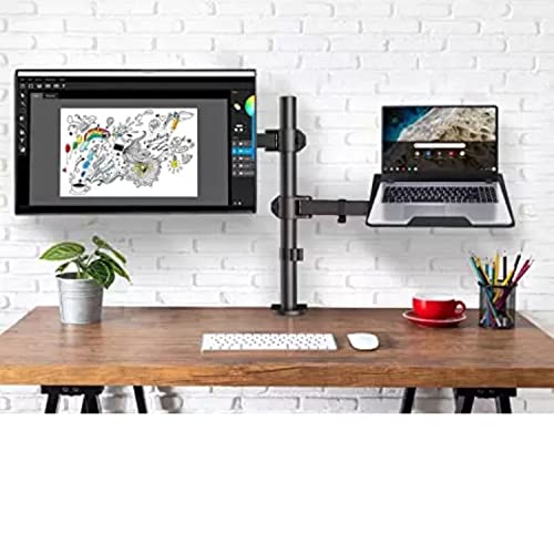 Gadget Wagon Laptop Desk Arm with Clamp and Grommet, Swivel and Tilt Function (Dual Arm with Monitor & Laptop) - Image 4