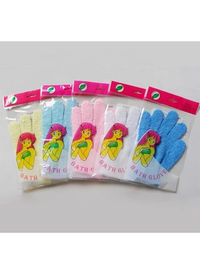 Brushman Exfoliating Dual Texture Bath Gloves For Shower, Spa, Massage And Body Scrubs, Dead Skin Cell Remover, Gloves With Hanging Loop (1 Pair Heavy Glove) (Baby Pink) 