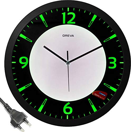 Oreva Back Light Round Plastic Analog Wall Clock (35.5 cm x 35.5 cm x 4 cm, Green LED, AQ 1467) - Image 3