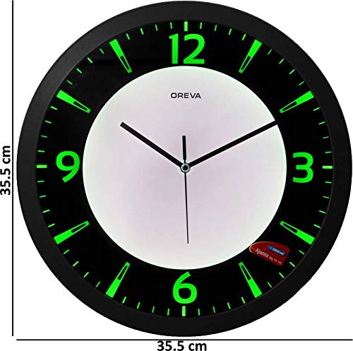Oreva Back Light Round Plastic Analog Wall Clock (35.5 cm x 35.5 cm x 4 cm, Green LED, AQ 1467) - Image 5