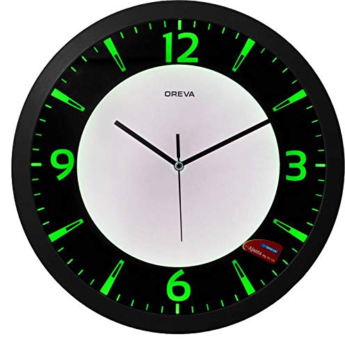 Oreva Back Light Round Plastic Analog Wall Clock (35.5 cm x 35.5 cm x 4 cm, Green LED, AQ 1467) - Image 1