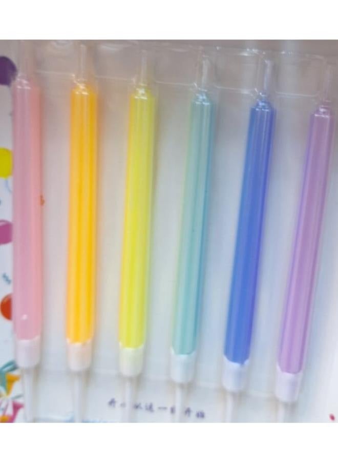 شموع عيد ميلاد ملونة (6 قطع في كل صندوق، حامل متضمن)، شموع لكعك عيد الميلاد واحتفالات الزفاف وأعياد ميلاد الأطفال، مستلزمات الحفلات