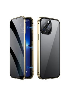 Case Cover For iPhone 13 Pro Max Dual-Lock Anti-peeping Glass 360 Full Body Frosted Magnetic Phone Case Gold