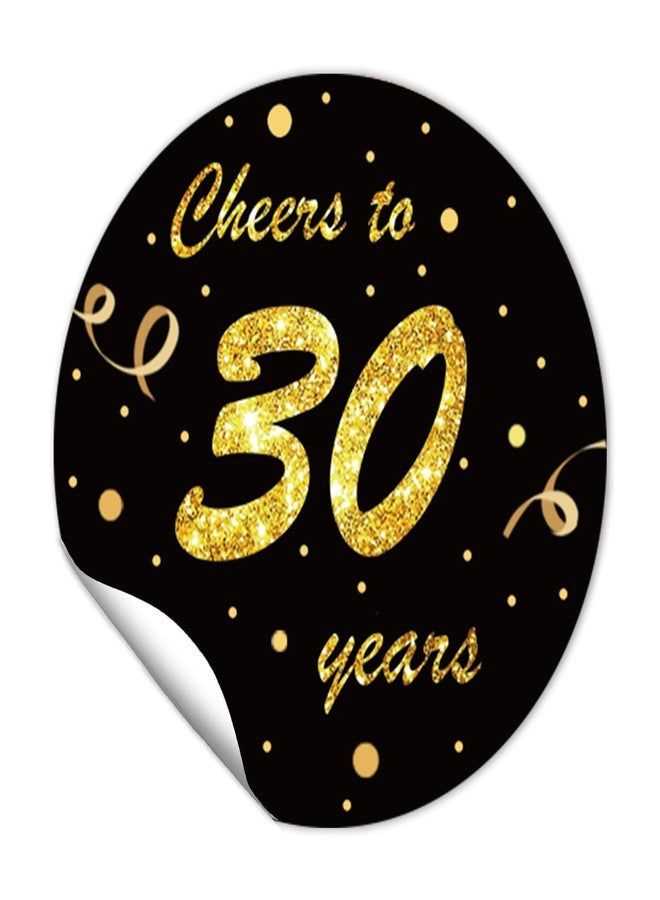 REWIDPARTY 1.5 Inch Round 30th Birthday Stickers（80 Pieces） Black Gold Cheers to 30 Years Stickers 30th Birthday Party Favor Stickers Adhesive Stickers 30th Anniversary Party Decorations Supplies - Image 1