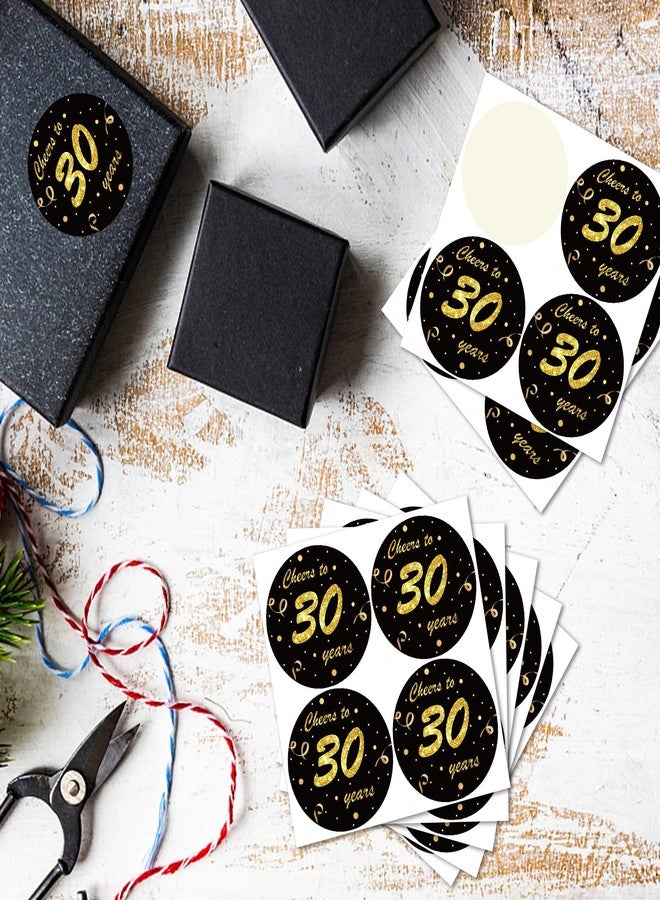 REWIDPARTY 1.5 Inch Round 30th Birthday Stickers（80 Pieces） Black Gold Cheers to 30 Years Stickers 30th Birthday Party Favor Stickers Adhesive Stickers 30th Anniversary Party Decorations Supplies - Image 4