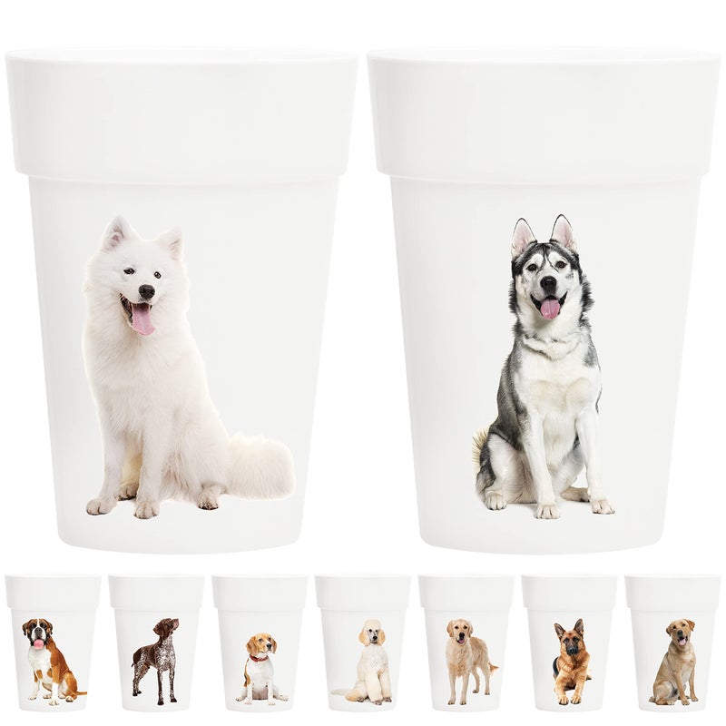 Youngever 18 Pack 12 Ounce Plastic Kids Juice Tumblers Unbreakable Drinking Glasses Plastic Cups Reusable  Stackable  NO BPA  Toprack Dishwasher Safe Dog Theme