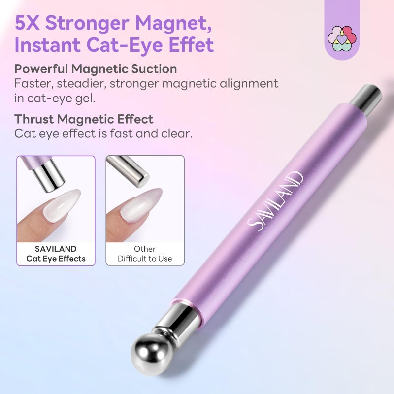 SAVILAND Essentials Cat Eye Magnetic for Nails: Pink Double-Head Nail Magnet Sturdy Cat Eye Magnet for Nails with Round Magnetic Bead Multifunctional Magnet for Cat Eye Gel Polish DIY Home Salon - Image 2