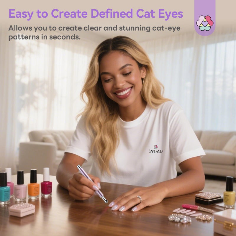 SAVILAND Essentials Cat Eye Magnetic for Nails: Pink Double-Head Nail Magnet Sturdy Cat Eye Magnet for Nails with Round Magnetic Bead Multifunctional Magnet for Cat Eye Gel Polish DIY Home Salon - Image 3