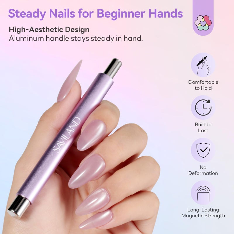 SAVILAND Essentials Cat Eye Magnetic for Nails: Pink Double-Head Nail Magnet Sturdy Cat Eye Magnet for Nails with Round Magnetic Bead Multifunctional Magnet for Cat Eye Gel Polish DIY Home Salon - Image 5