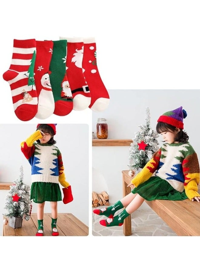 5 Pairs Kids Christmas Socks Boys Girls Toddler Baby Cotton Socks Holiday Socks Warm Winter Socks - Image 2
