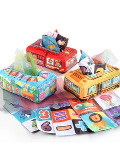 Generic Baby Early Education Cloth Book Tissue Box Ring Paper Square Towel Cognitive Animal English Tear Not To Rip Children's Tissue Toy-Color:1906-5A Digital Towel Box With Pompom 79.8G Volume Weight 350 Grams  - Image 5