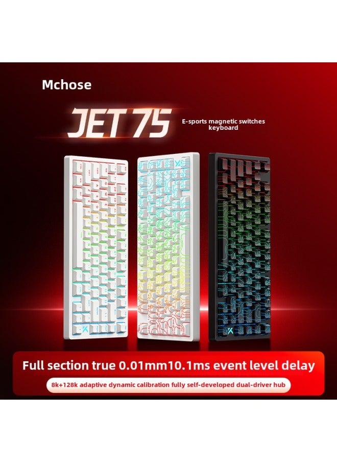 MCHOSE Mai من Jet 75 محور مغناطيسي لوحة مفاتيح ميكانيكية مسابقة كهربائية لعبة مكتب كابل مخصص مخصص زمن استجابة منخفض اللون: Jet 75 (إصدار الرياضات الإلكترونية) محور مغناطيسي White Star Hunter