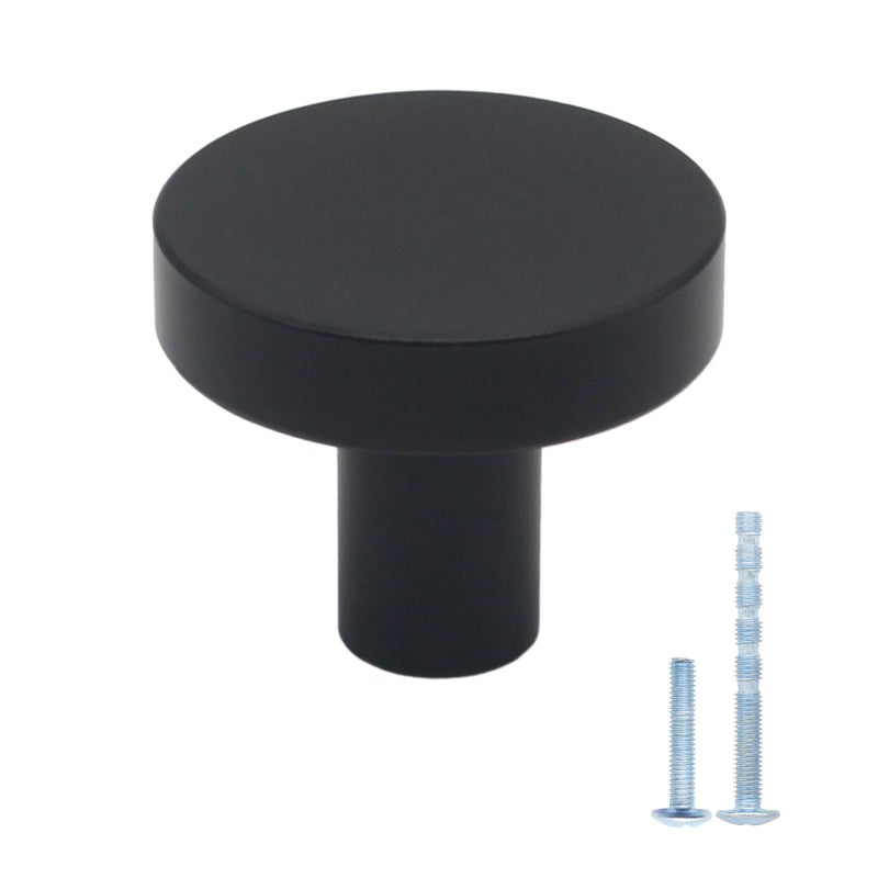 HANIHUA 50 Pack Black Cabinet Knobs Dresser Knobs Solid Kitchen Cabinet Knobs Drawer Knobs Matte Black Round Single Hole Knob for Cabinets and Drawers 101ABK - Image 2