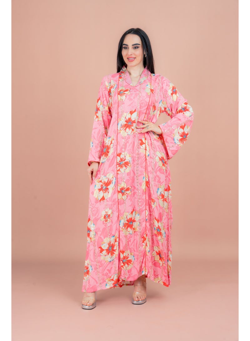 اكسا جلابية أنيقة مزينة بالزهور - Image 1