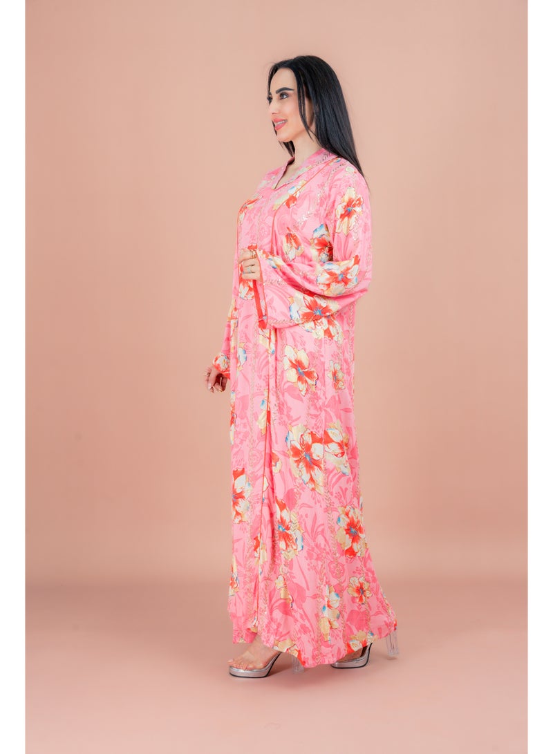 اكسا جلابية أنيقة مزينة بالزهور - Image 3