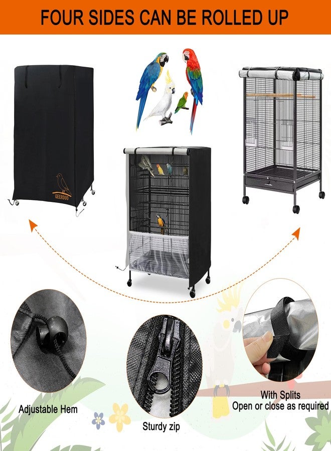 GeerDuo Bird Cage Cover, 600D Universal Parrot Cage Cover for Night, 100% Shading Oxford Cloth with Waterproof PU Coating Layer, Adjustable Soft Airy Nylon Mesh Net - Image 4