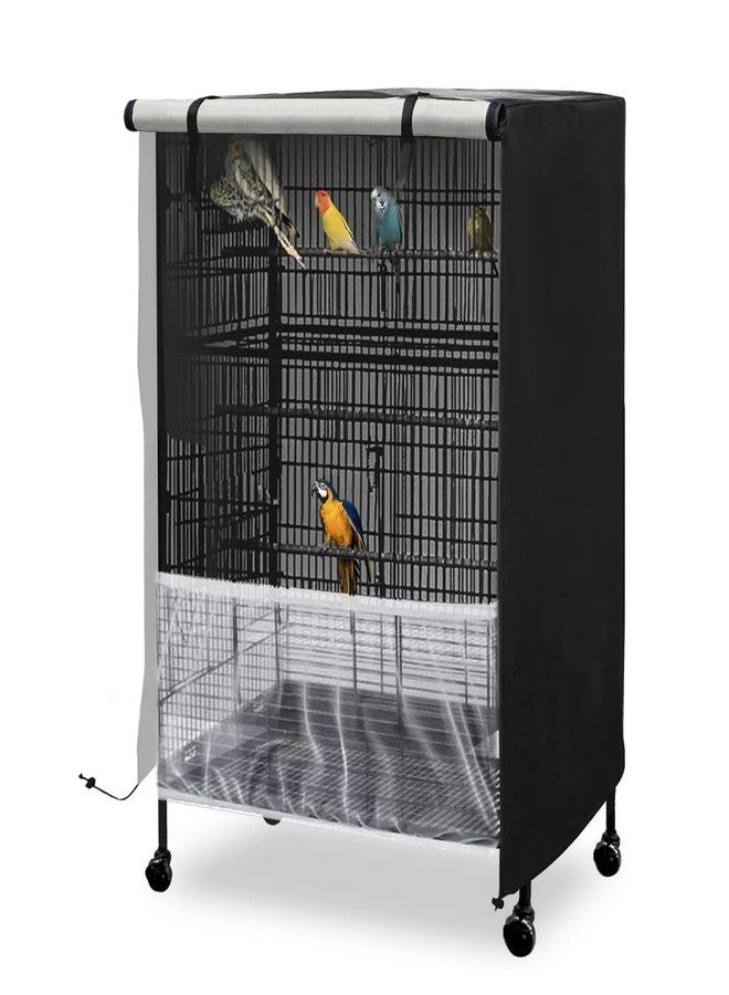 GeerDuo Bird Cage Cover, 600D Universal Parrot Cage Cover for Night, 100% Shading Oxford Cloth with Waterproof PU Coating Layer, Adjustable Soft Airy Nylon Mesh Net - Image 1