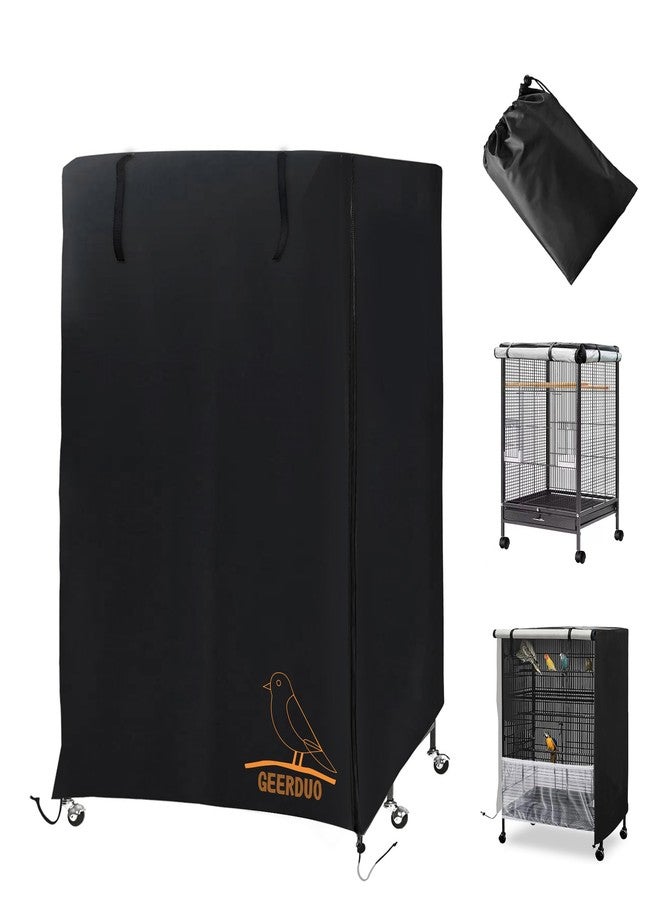 GeerDuo Bird Cage Cover, 600D Universal Parrot Cage Cover for Night, 100% Shading Oxford Cloth with Waterproof PU Coating Layer, Adjustable Soft Airy Nylon Mesh Net - Image 2