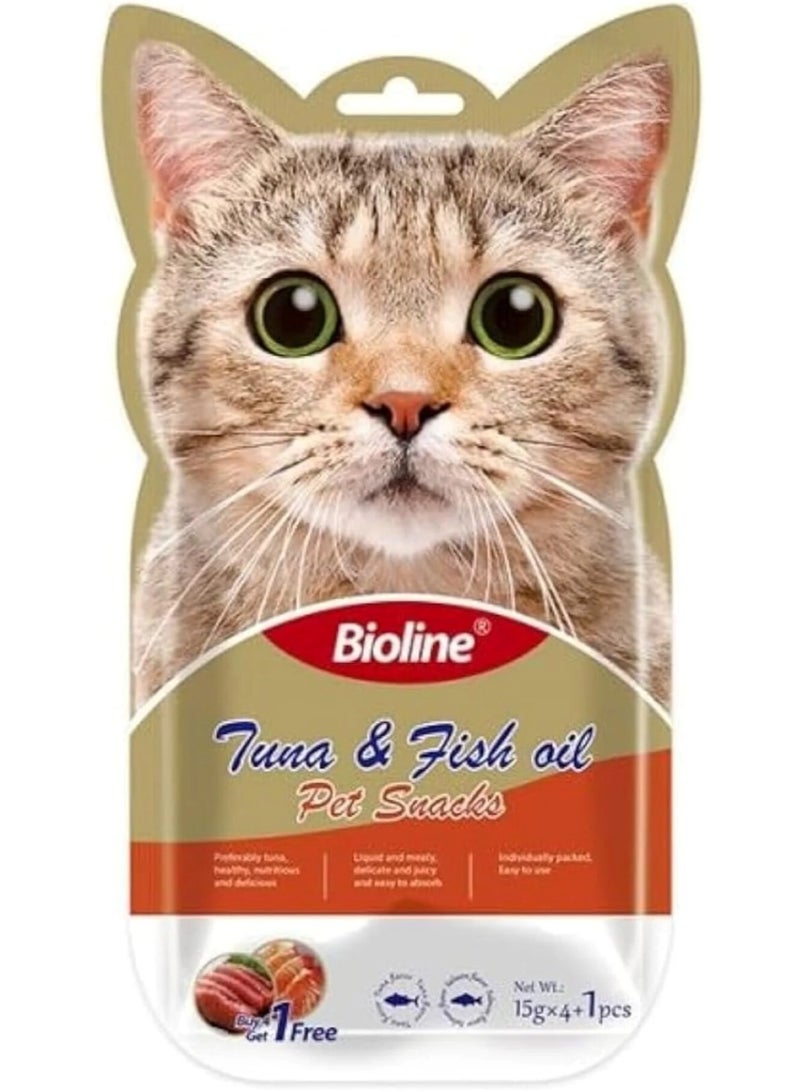 Bioline Cat Treats – 5×15g Tuna & Fish Flavor