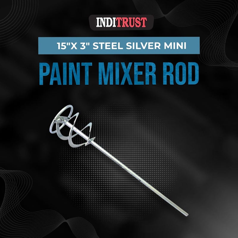 Inditrust Inditrust new mini paint mixer rod Suitable for Drilling Machine and hammers 15x 3 Steel Silver  - Image 3
