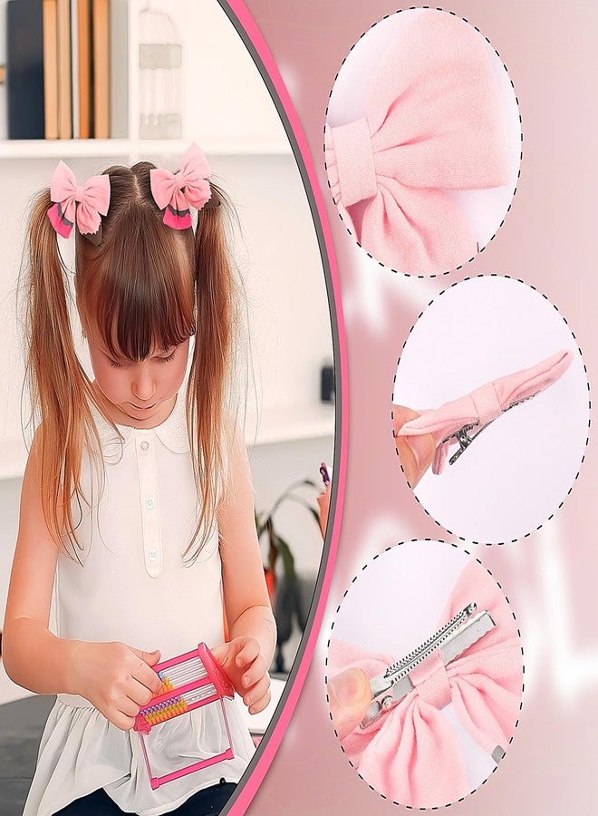 Doneace Back to School Pencil Hair Bows Clips for Girls Teacher, School Bow Hair Clips, Pencil Hair Bows for Kindergarten Girls Students Toddler Teacher Hair Accessories (Pink) - Image 2