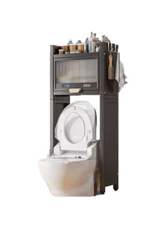 Scizor Scizor Over The Toilet Storage Cabinet with Flip Door Bathroom Shelf Acrylic Cabinet Door Adjustable Feet Space Saver Organizer Rack for Bathroom LaundryWith 4 HooksSC03  - Image 1
