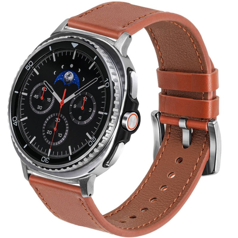 سوار ساعة ذكية باللون أسود قابل للتعديل سوار جلدي كلاسيكي متوافق مع Samsung Galaxy Watch 40/41mm بملاءمة قابلة للتعديل وحزام بديل - Image 2
