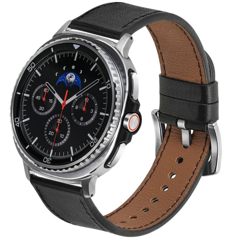 سوار ساعة ذكية باللون أسود قابل للتعديل سوار جلدي كلاسيكي متوافق مع Samsung Galaxy Watch 40/41mm بملاءمة قابلة للتعديل وحزام بديل - Image 1