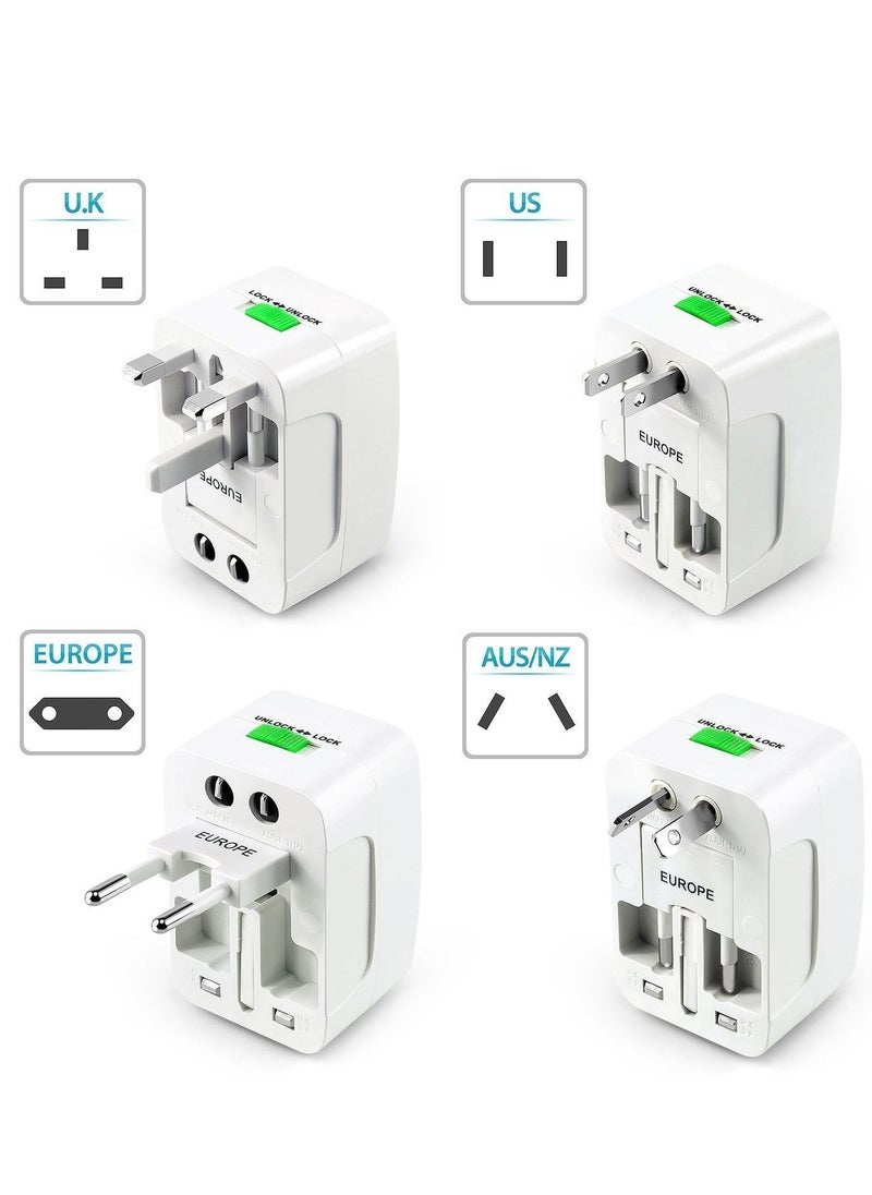 BGM Universal Travel Adapter with USB Ports – International All-in-One Travel Charger (White)  - Image 3