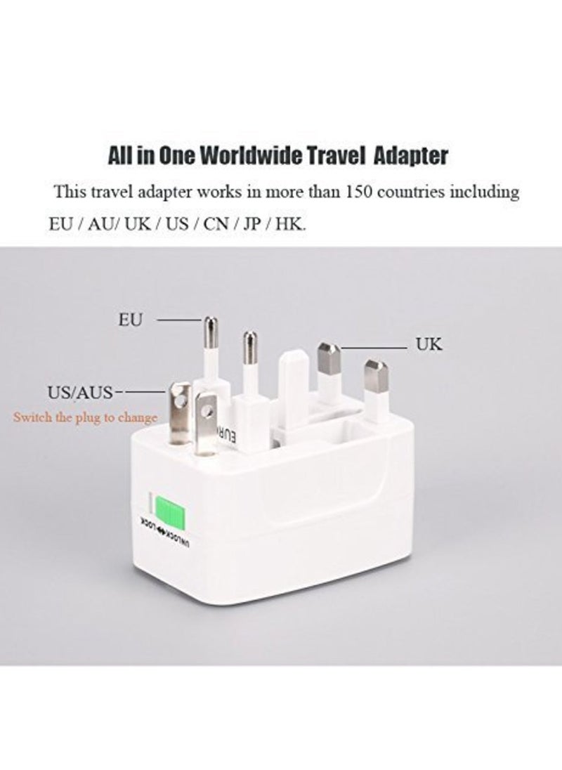 BGM Universal Travel Adapter with USB Ports – International All-in-One Travel Charger (White)  - Image 5