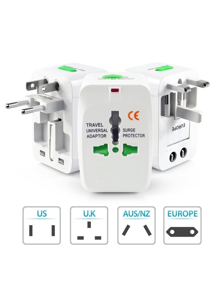 BGM Universal Travel Adapter with USB Ports – International All-in-One Travel Charger (White)  - Image 2
