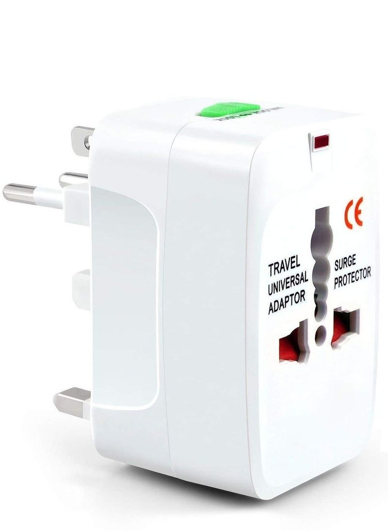 BGM Universal Travel Adapter with USB Ports – International All-in-One Travel Charger (White)  - Image 1