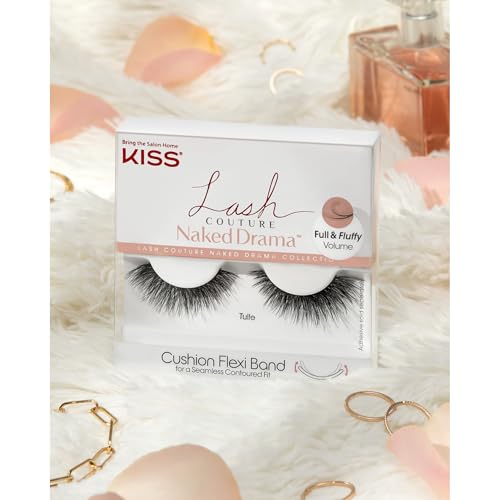 KISS Lash Couture Naked Drama Collection False Eyelashes with Cushion Flexi Band, Full & Fluffy Volume, Easy to Apply, Reusable Lash Clusters, Style 'Tulle', 10 mm, 1 Pair Fake Eyelashes - Image 5