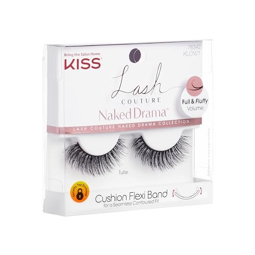 KISS Lash Couture Naked Drama Collection False Eyelashes with Cushion Flexi Band, Full & Fluffy Volume, Easy to Apply, Reusable Lash Clusters, Style 'Tulle', 10 mm, 1 Pair Fake Eyelashes - Image 2
