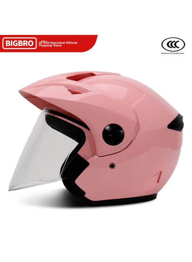 Bigbro Ky188 Pink New National Standard 3c Motorcycle Electric Scooter Helmet For Men And Women, All-season Universal Summer Sun Protection Electric Bike Safety Visor Helmet - Image 2