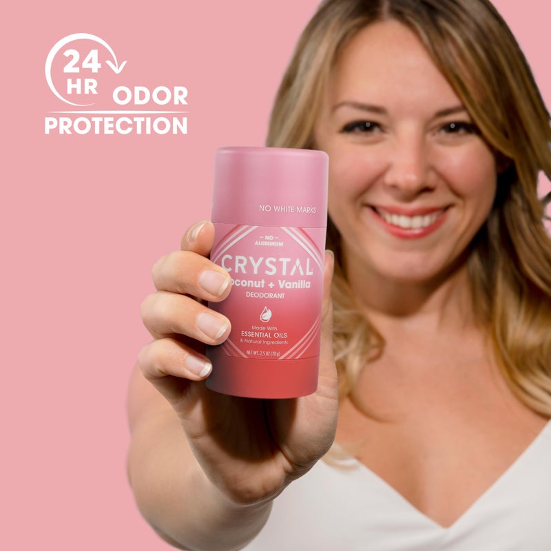CRYSTAL ESSENCE Crystal Magnesium Solid Stick Natural Deodorant, Non-Irritating Aluminum Free Deodorant for Men or Women, Safely and Effectively Fights Odor, Baking Soda Free, Coconut + Vanilla, 2.5 oz - Image 2