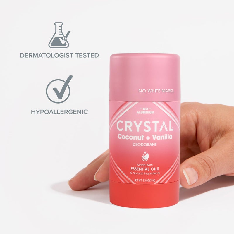 CRYSTAL ESSENCE Crystal Magnesium Solid Stick Natural Deodorant, Non-Irritating Aluminum Free Deodorant for Men or Women, Safely and Effectively Fights Odor, Baking Soda Free, Coconut + Vanilla, 2.5 oz - Image 5