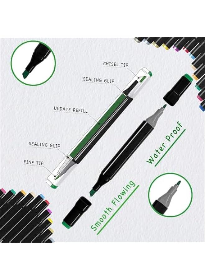 HOOKOR 80 Colors Alcohol Markers Set, Dual Tips Blender Art Markers for Drawing Permanent Sketch Markers for Kids adult coloring, Illustrations Alcohol Based Markers, Artist Pens  - Image 2