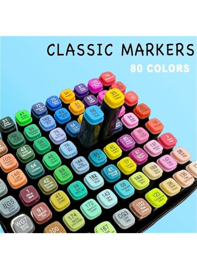 HOOKOR 80 Colors Alcohol Markers Set, Dual Tips Blender Art Markers for Drawing Permanent Sketch Markers for Kids adult coloring, Illustrations Alcohol Based Markers, Artist Pens  - Image 3